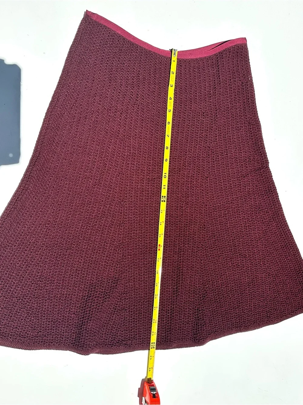 Margaret O’Leary Wool Women's Knit A-Line Skirt in Deep Wine Burgundy, M